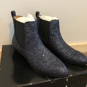 Glitter Blue Chelsea Booties JCrew Size 7